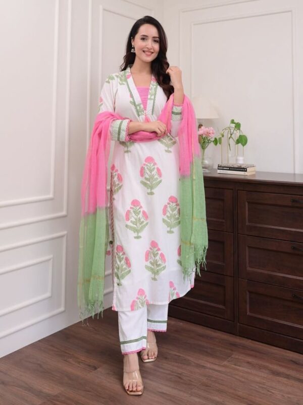 Cotton Printed Salwar Kameez with Lace Work and Turcelled Dupatta