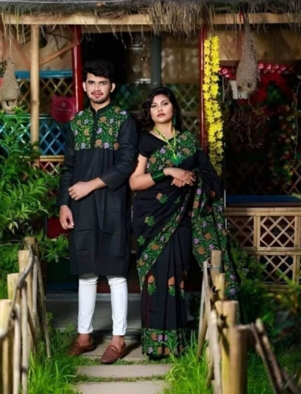 Exclusive Dhupian Silk Saree & Punjabi Couple Dress – Perfect Traditional Elegance for Special Occasions