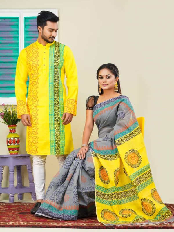 Exclusive Dhupian Silk Saree & Punjabi Couple Dress – Perfect Traditional Elegance for Special Occasions