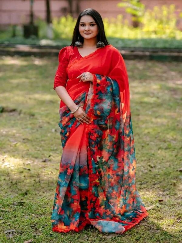 Elegant Chanduri Silk Saree with Digital Prints | Premium Stylish Collection
