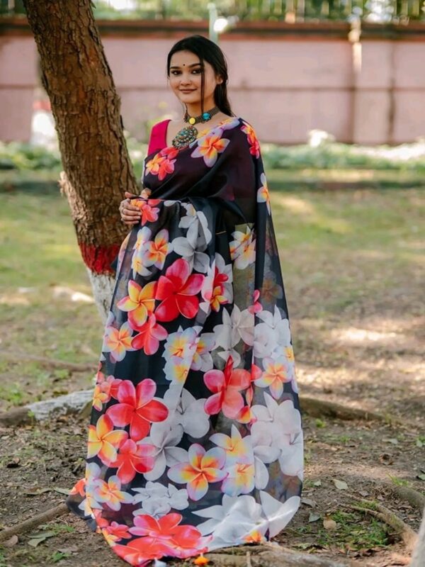 Elegant Chanduri Silk Saree with Digital Prints | Premium Stylish Collection