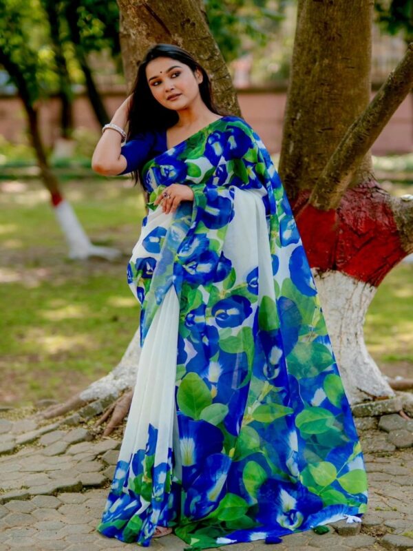 Elegant Chanduri Silk Saree with Digital Prints | Premium Stylish Collection