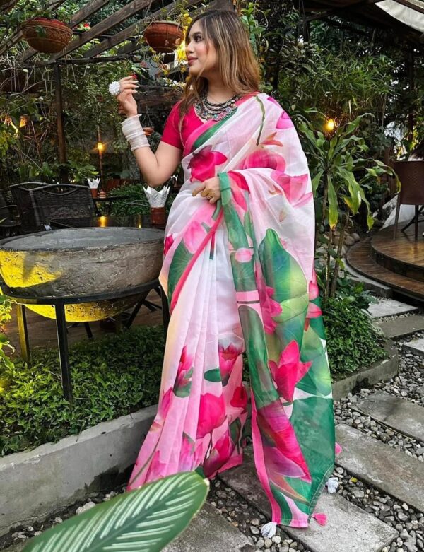 Product Title: Elegant Chanduri Silk Saree with Digital Prints | Premium Stylish Collection