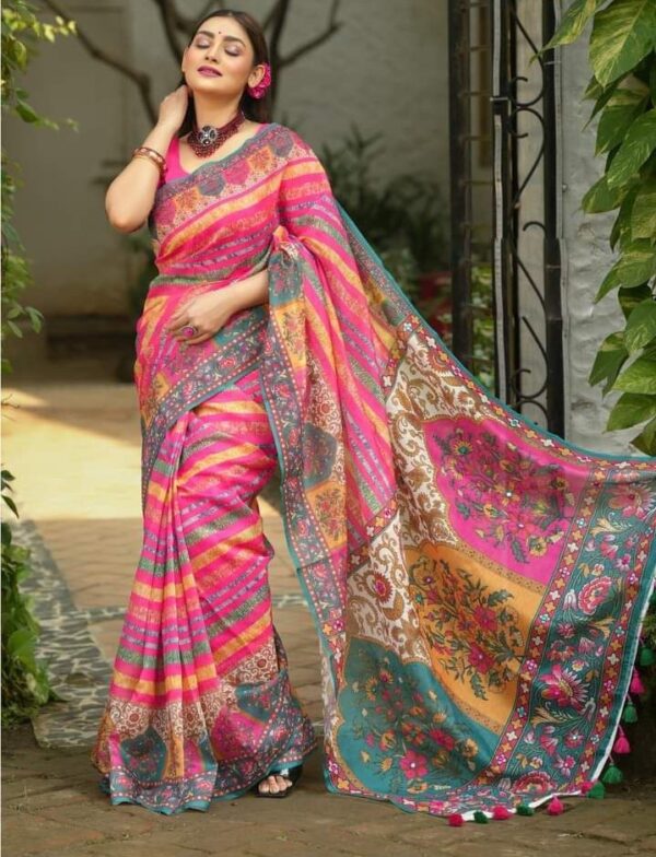 Elegant Chanduri Silk Saree with Digital Prints | Premium Stylish Collection